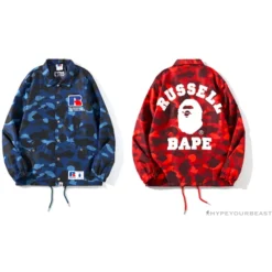 Hypeyourbeast BAPE X RUSSELL ATHLETIC Drawstring Camouflage Sweater 'BLUE' Clothes
