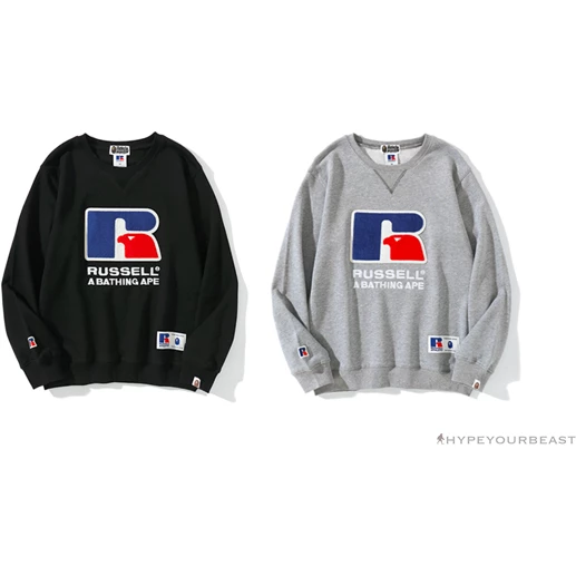 Hypeyourbeast BAPE X RUSSELL ATHLETIC Joint Pullover Long Sleeve Shirt 'BLACK' 3 Hypeyourbeast BAPE X RUSSELL ATHLETIC Joint Pullover Long Sleeve Shirt 'BLACK'