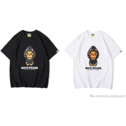 Hypeyourbeast BAPE Baby Milo Blue Shark Hat Little Monkey Tee Shirt 'BLACK' Clothes