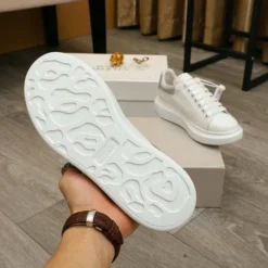 Hypeyourbeast Alexander McQueen White / Grey Suede Heel Lace Up Sneakers