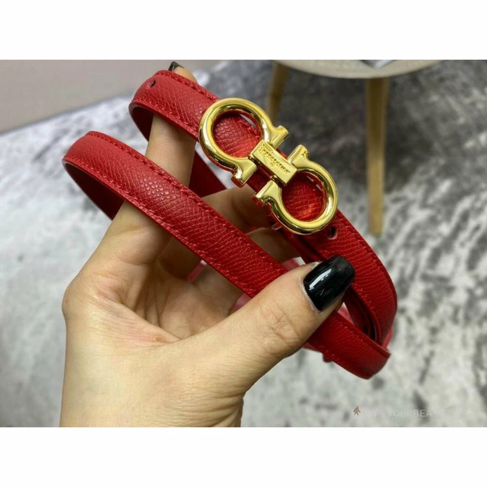 Hypeyourbeast Belts SFG Women's Double G Leather Light Red Belt 4 Hypeyourbeast Belts SFG Women's Double G Leather Light Red Belt