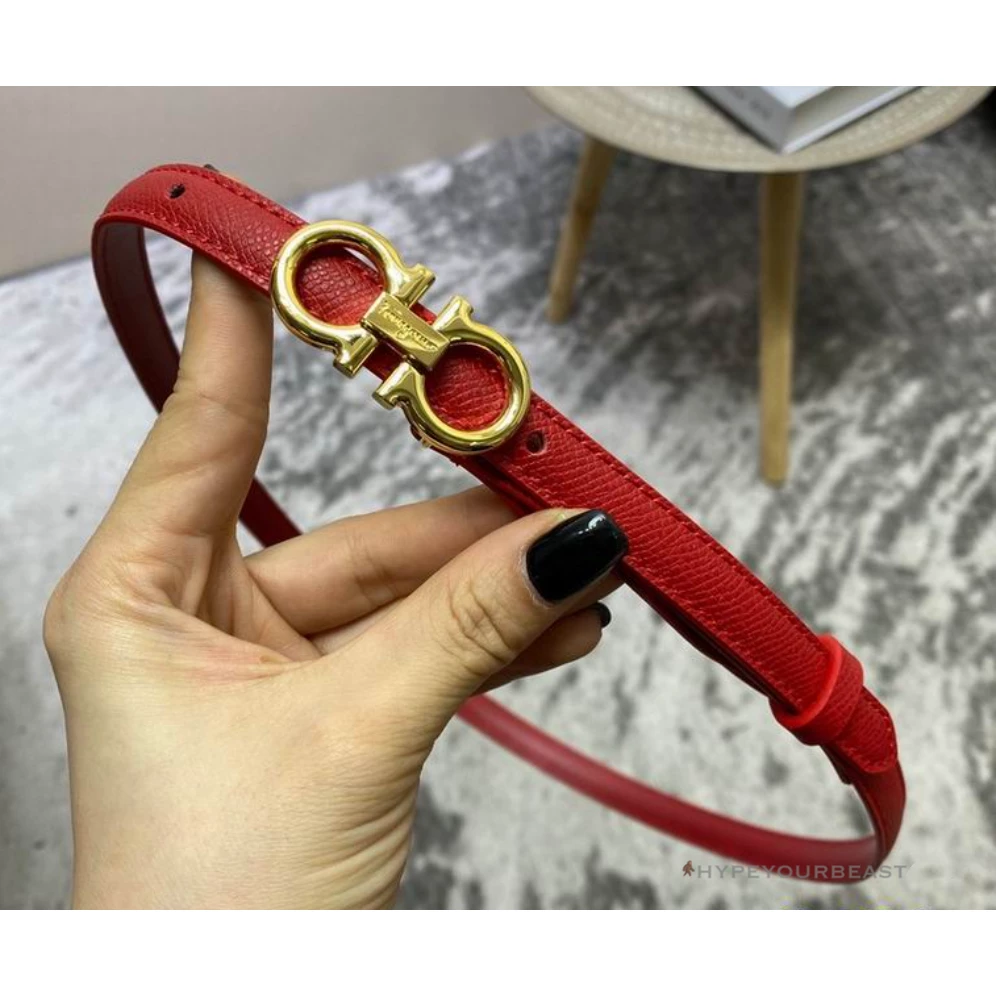 Hypeyourbeast Belts SFG Women's Double G Leather Light Red Belt 2 Hypeyourbeast Belts SFG Women's Double G Leather Light Red Belt
