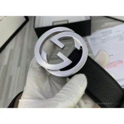 Hypeyourbeast Belts GG Men's Black Belt Silver Buckle