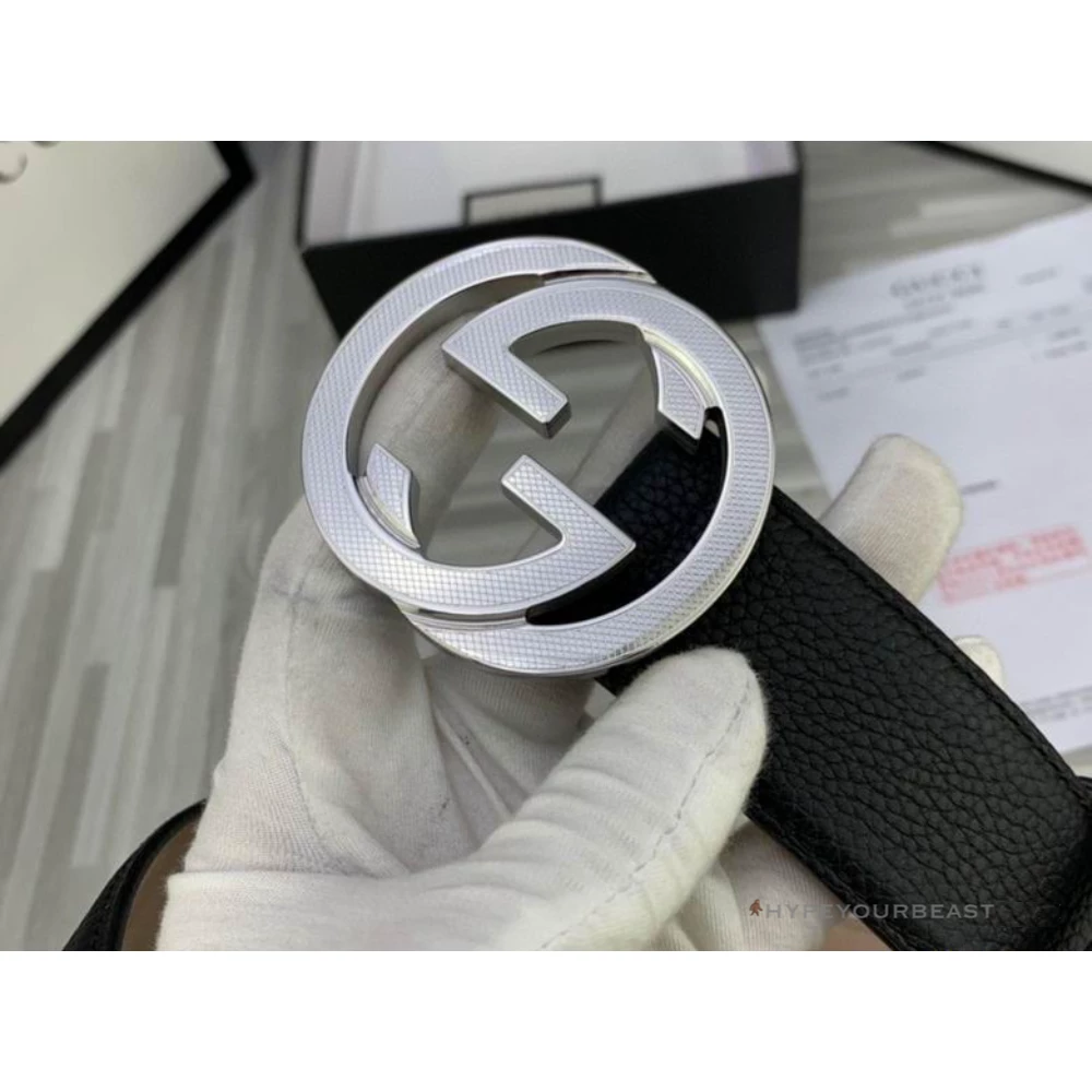 Hypeyourbeast Belts GG Men's Black Belt Silver Buckle 2 Hypeyourbeast Belts GG Men's Black Belt Silver Buckle