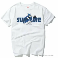 Hypeyourbeast Supreme Tee Shirt Tom & Jerry White T-Shirts
