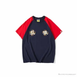 Hypeyourbeast Clothes BAPE Japanese Ninja Ape Man Raglan Sleeve Color Block Tee Shirt 'RED'