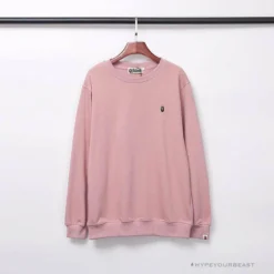 Hypeyourbeast BAPE Classic Ape Head Embroidered Long Sleeve Shirt 'PINK' Clothes