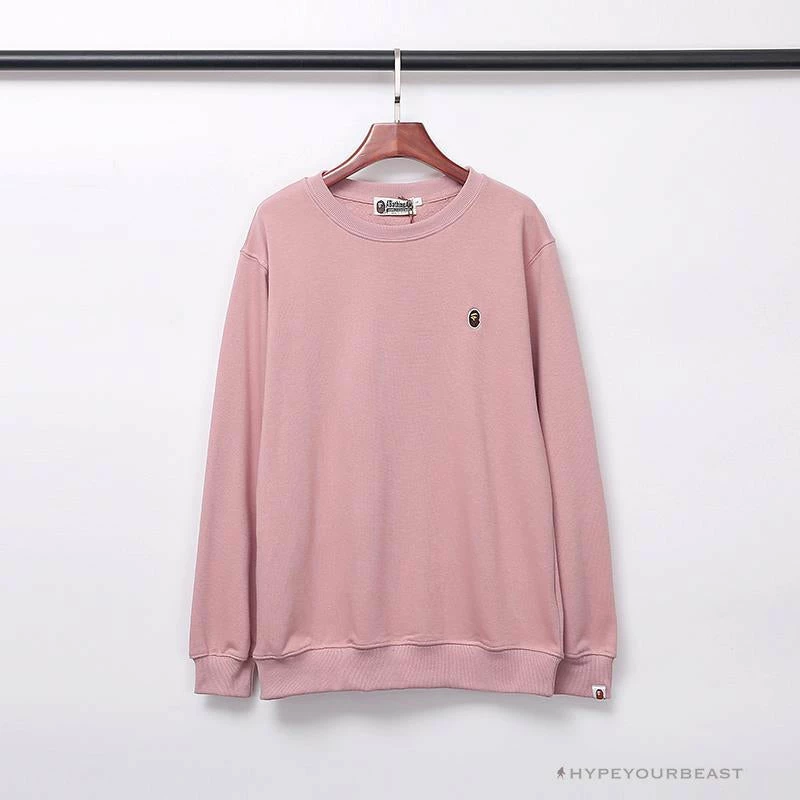 Hypeyourbeast BAPE Classic Ape Head Embroidered Long Sleeve Shirt 'PINK' Clothes 1 Hypeyourbeast BAPE Classic Ape Head Embroidered Long Sleeve Shirt 'PINK' Clothes