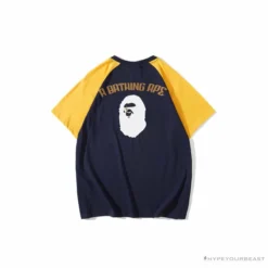Hypeyourbeast Clothes BAPE Japanese Ninja Ape Man Raglan Sleeve Color Block Tee Shirt 'YELLOW'