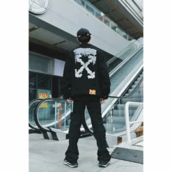 HypeYourBeast Off White Denim Black Jacket - Black Hoodies & Jackets