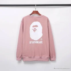 Hypeyourbeast BAPE Behind The Great Ape-Man Head Long Sleeve Shirt 'PINK' Clothes