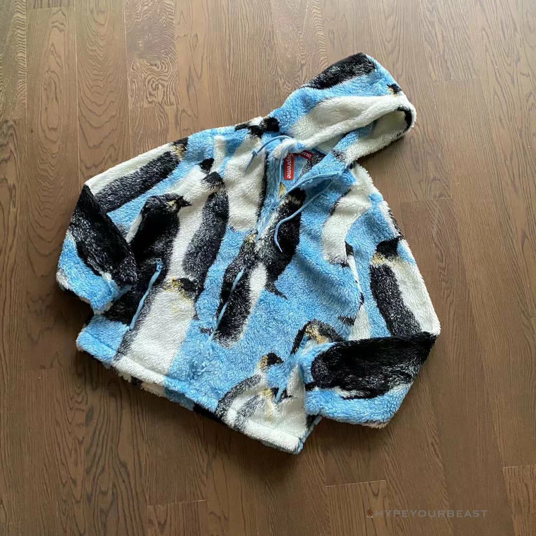 HypeYourBeast Supreme Penguins Hooded Fleece Jacket Blue Hoodies & Jackets 4 HypeYourBeast Supreme Penguins Hooded Fleece Jacket Blue Hoodies & Jackets