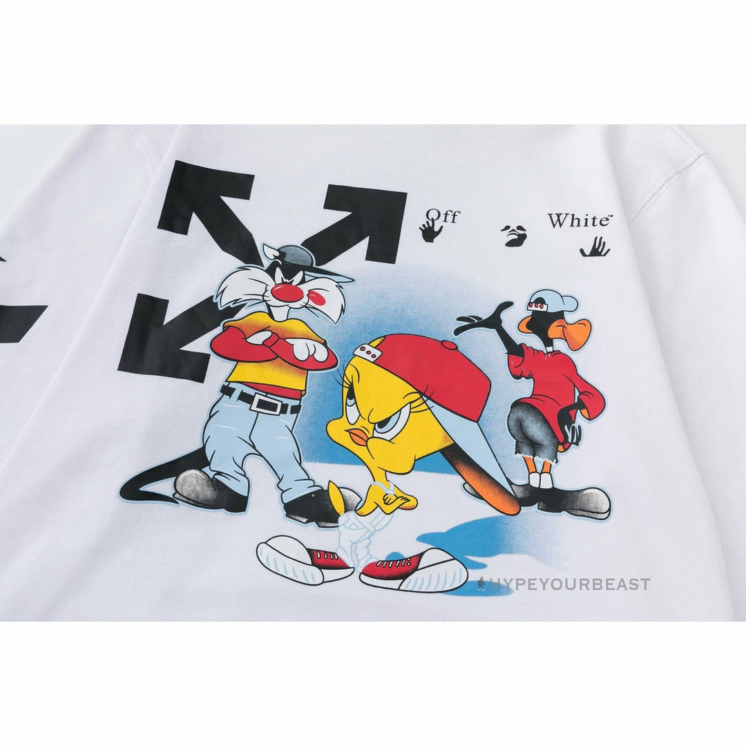 HypeYourBeast Off White Hoodie Looney - White 7 HypeYourBeast Off White Hoodie Looney - White