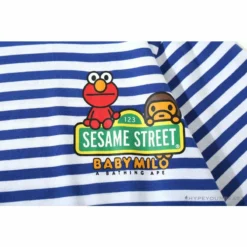 Hypeyourbeast Clothes BAPE Baby Milo Sesame Street Striped Tee Shirt 'BLUE'