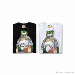 Hypeyourbeast BAPE Ape Man Head 28th Anniversary Camouflage Color Block Tee Shirt 'BLACK' Clothes