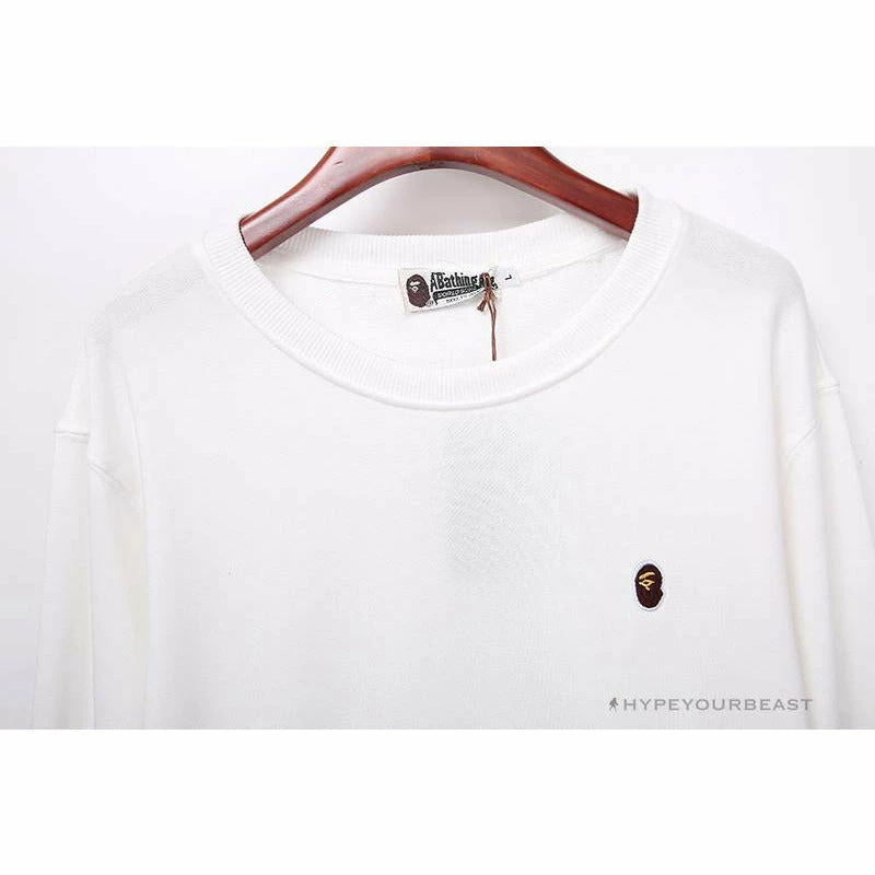 Hypeyourbeast BAPE Classic Ape Head Embroidered Long Sleeve Shirt 'WHITE' Clothes 3 Hypeyourbeast BAPE Classic Ape Head Embroidered Long Sleeve Shirt 'WHITE' Clothes