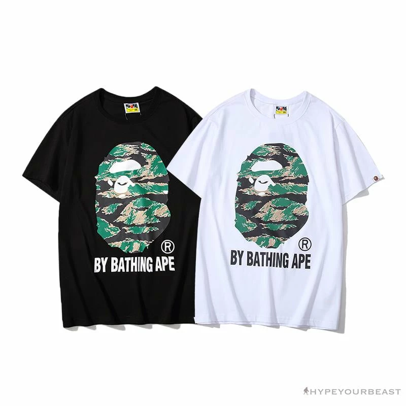 Hypeyourbeast Clothes BAPE Tiger Pattern Camouflage Ape Man Initial Print Tee Shirt 'WHITE' 3 Hypeyourbeast Clothes BAPE Tiger Pattern Camouflage Ape Man Initial Print Tee Shirt 'WHITE'