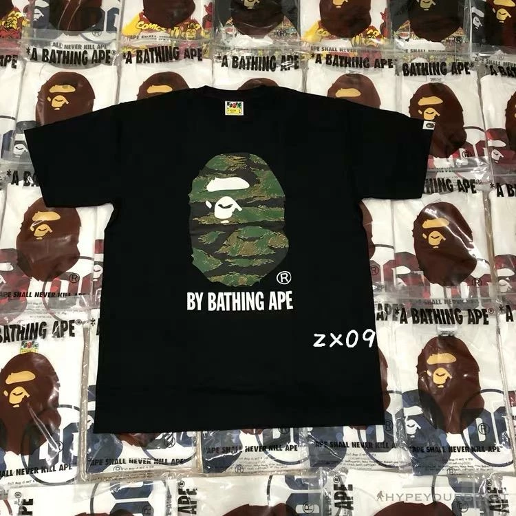 Hypeyourbeast Clothes BAPE Tiger Pattern Camouflage Ape Man Initial Print Tee Shirt 'BLACK' 12 Hypeyourbeast Clothes BAPE Tiger Pattern Camouflage Ape Man Initial Print Tee Shirt 'BLACK'