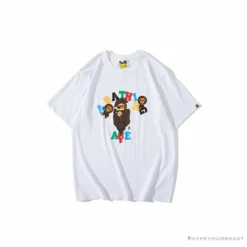 Hypeyourbeast BAPE Baby Milo Color Letter Monkey Tee Shirt 'WHITE' Clothes