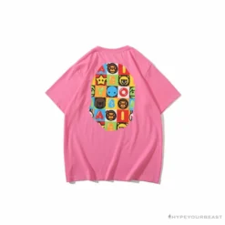 Hypeyourbeast Clothes BAPE Baby Milo Color Square Ape Head Tee Shirt 'PINK'
