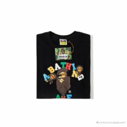 Hypeyourbeast BAPE Baby Milo Color Letter Monkey Tee Shirt 'BLACK'