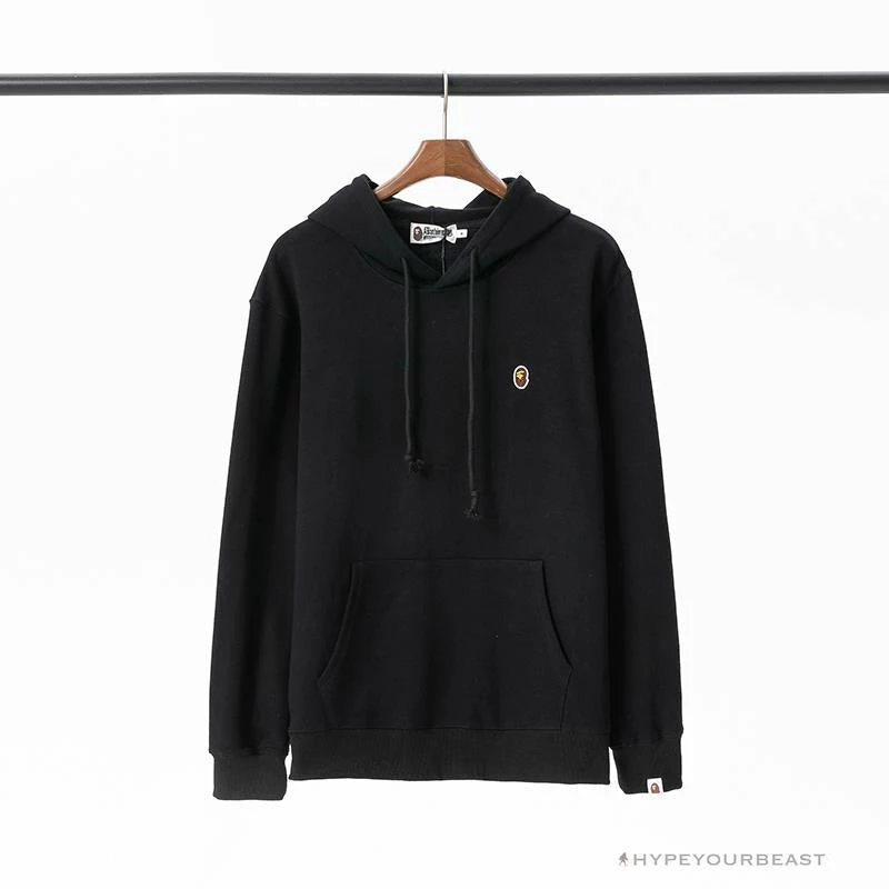 Hypeyourbeast BAPE Classic Ape Head Embroidered Standard Cotton Terry Hoodie 'BLACK' Clothes 2 Hypeyourbeast BAPE Classic Ape Head Embroidered Standard Cotton Terry Hoodie 'BLACK' Clothes