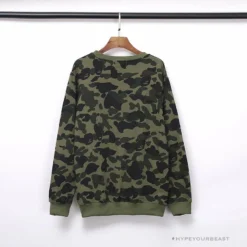 Hypeyourbeast Clothes BAPE Classic Ape Head Embroidered Camouflage Long Sleeve Shirt 'GREEN'