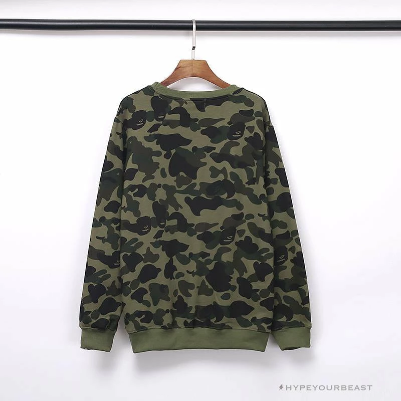 Hypeyourbeast Clothes BAPE Classic Ape Head Embroidered Camouflage Long Sleeve Shirt 'GREEN' 2 Hypeyourbeast Clothes BAPE Classic Ape Head Embroidered Camouflage Long Sleeve Shirt 'GREEN'