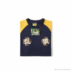 Hypeyourbeast Clothes BAPE Japanese Ninja Ape Man Raglan Sleeve Color Block Tee Shirt 'YELLOW'