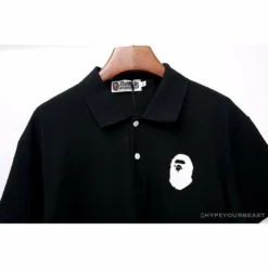Hypeyourbeast Clothes BAPE Classic Ape Head Print Versatile Polo Shirt 'BLACK'