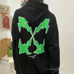 HypeYourBeast Hoodies & Jackets Off-White Green Hoodie - Black 48 HypeYourBeast Hoodies & Jackets Off-White Green Hoodie - Black