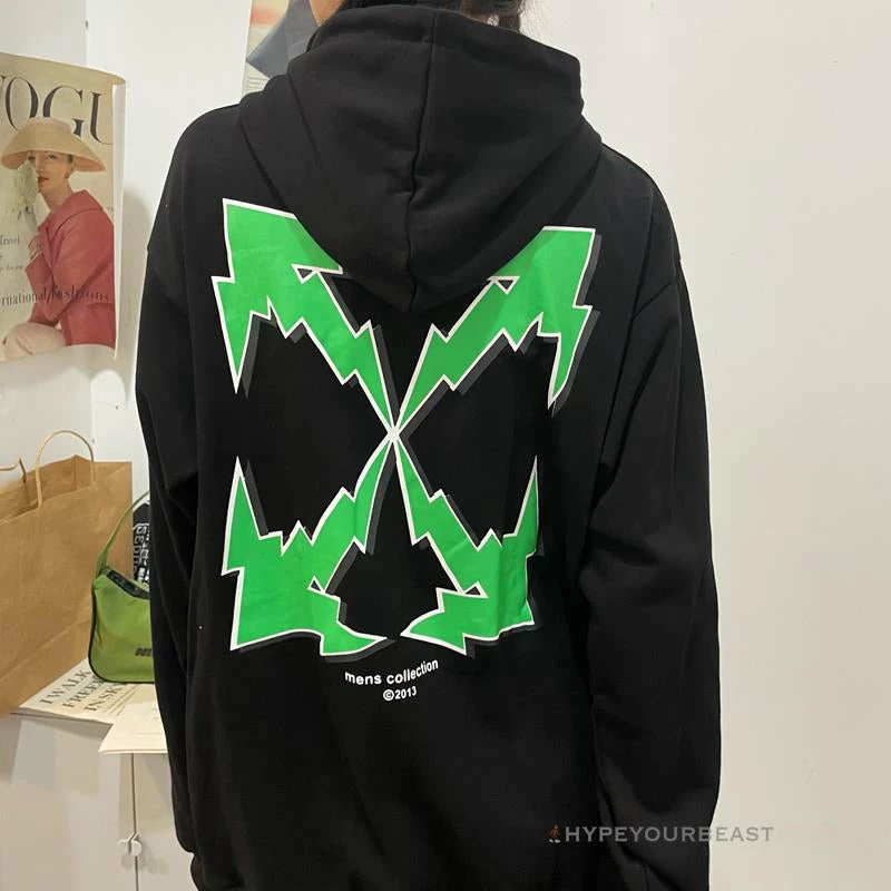 HypeYourBeast Hoodies & Jackets Off-White Green Hoodie - Black 24 HypeYourBeast Hoodies & Jackets Off-White Green Hoodie - Black