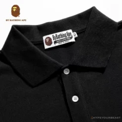 Hypeyourbeast Clothes BAPE Classic Ape Head Print Versatile Polo Shirt 'BLACK'