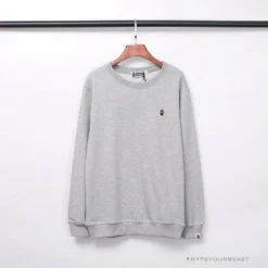 Hypeyourbeast BAPE Classic Ape Head Embroidered Long Sleeve Shirt 'GREY'