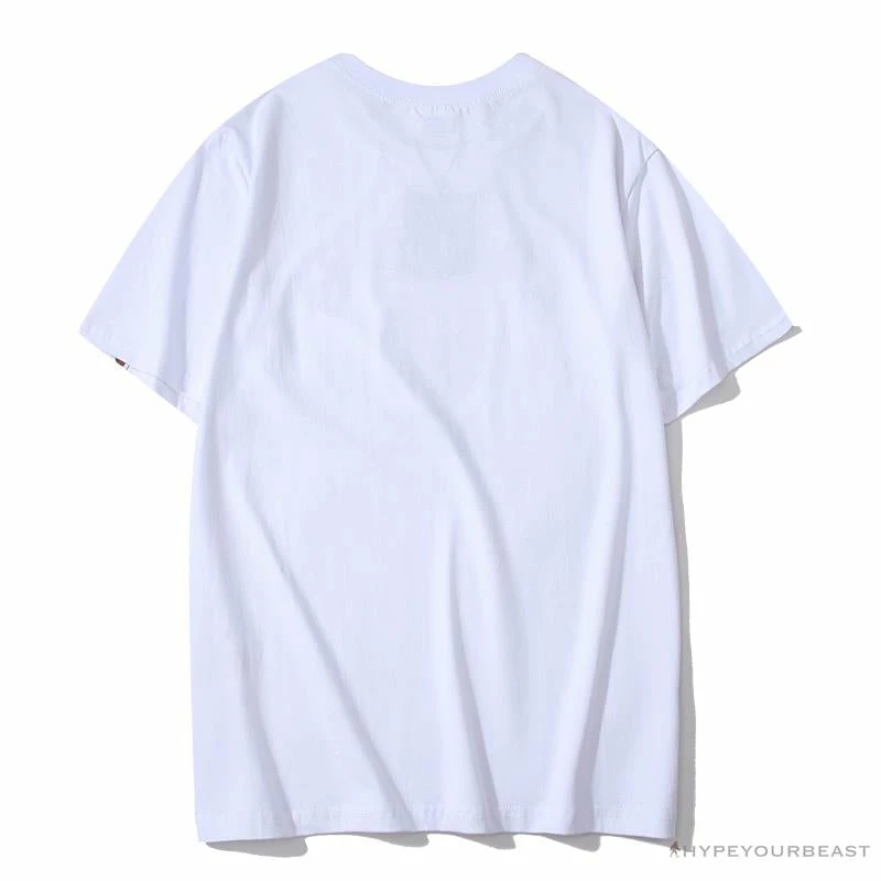 Hypeyourbeast BAPE Classic Basic Ape Man Head English LOGO Tee Shirt 'WHITE' 2 Hypeyourbeast BAPE Classic Basic Ape Man Head English LOGO Tee Shirt 'WHITE'