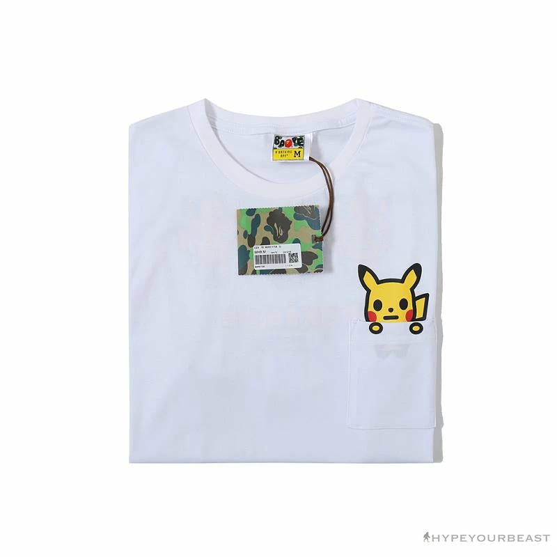 Hypeyourbeast Clothes BAPE Baby Milo Pocket Pikachu Tee Shirt 'WHITE' 3 Hypeyourbeast Clothes BAPE Baby Milo Pocket Pikachu Tee Shirt 'WHITE'