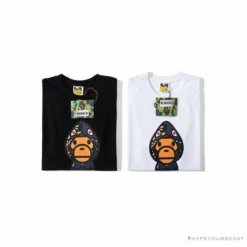 Hypeyourbeast BAPE Baby Milo Blue Shark Hat Little Monkey Tee Shirt 'BLACK' Clothes