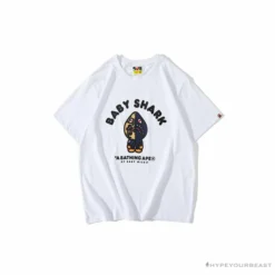 Hypeyourbeast Clothes BAPE Baby Shark Blue Shark Tee Shirt 'WHITE'
