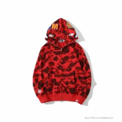 Hypeyourbeast Clothes BAPE Camo Hoodie Shark Head 'RED'