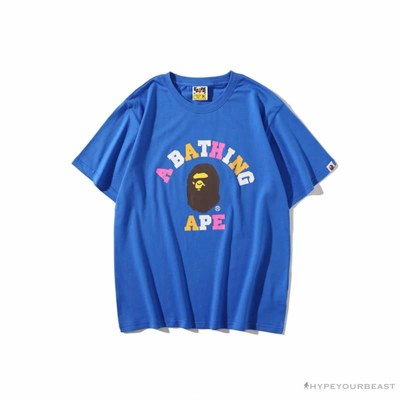 Hypeyourbeast Clothes BAPE Little Ape Head Colorful Classic Tee Shirt 'BLUE' 1 Hypeyourbeast Clothes BAPE Little Ape Head Colorful Classic Tee Shirt 'BLUE'