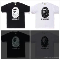 Hypeyourbeast BAPE Starry Sky Camouflage Luminous Great Ape Man Head Tee Shirt 'WHITE'