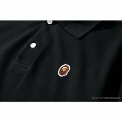 Hypeyourbeast BAPE Solid Color Versatile Embroidered Ape Head Small Badge Polo Shirt 'BLACK' Clothes