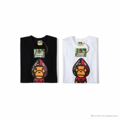 Hypeyourbeast BAPE Baby Milo Red Shark Hat Little Monkey Tee Shirt 'WHITE'