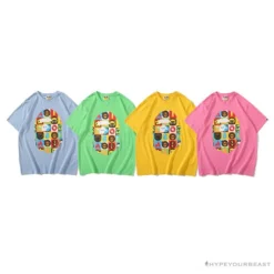 Hypeyourbeast Clothes BAPE Baby Milo Color Square Ape Head Tee Shirt 'PINK'