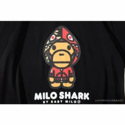 Hypeyourbeast BAPE Baby Milo Red Shark Hat Little Monkey Tee Shirt 'BLACK'