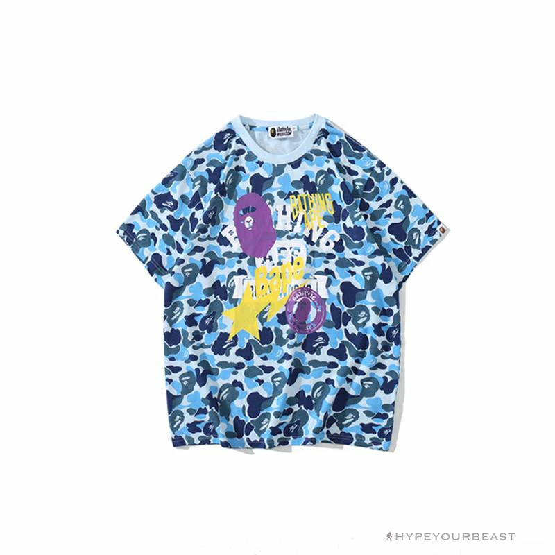 Hypeyourbeast BAPE Ape Head Star Camouflage Shading Tee Shirt 'BLUE' 1 Hypeyourbeast BAPE Ape Head Star Camouflage Shading Tee Shirt 'BLUE'
