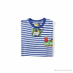 Hypeyourbeast Clothes BAPE Baby Milo Sesame Street Striped Tee Shirt 'BLUE'