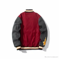 Hypeyourbeast BAPE Embroidered STA Star Stitched Woolen Baseball Jacket 'RED'