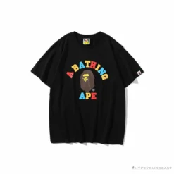 Hypeyourbeast BAPE Little Ape Head Colorful Classic Tee Shirt 'BLACK' Clothes