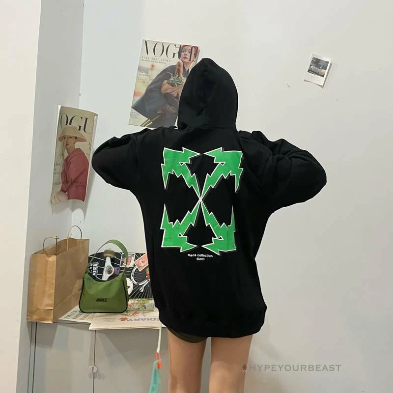 HypeYourBeast Hoodies & Jackets Off-White Green Hoodie - Black 25 HypeYourBeast Hoodies & Jackets Off-White Green Hoodie - Black